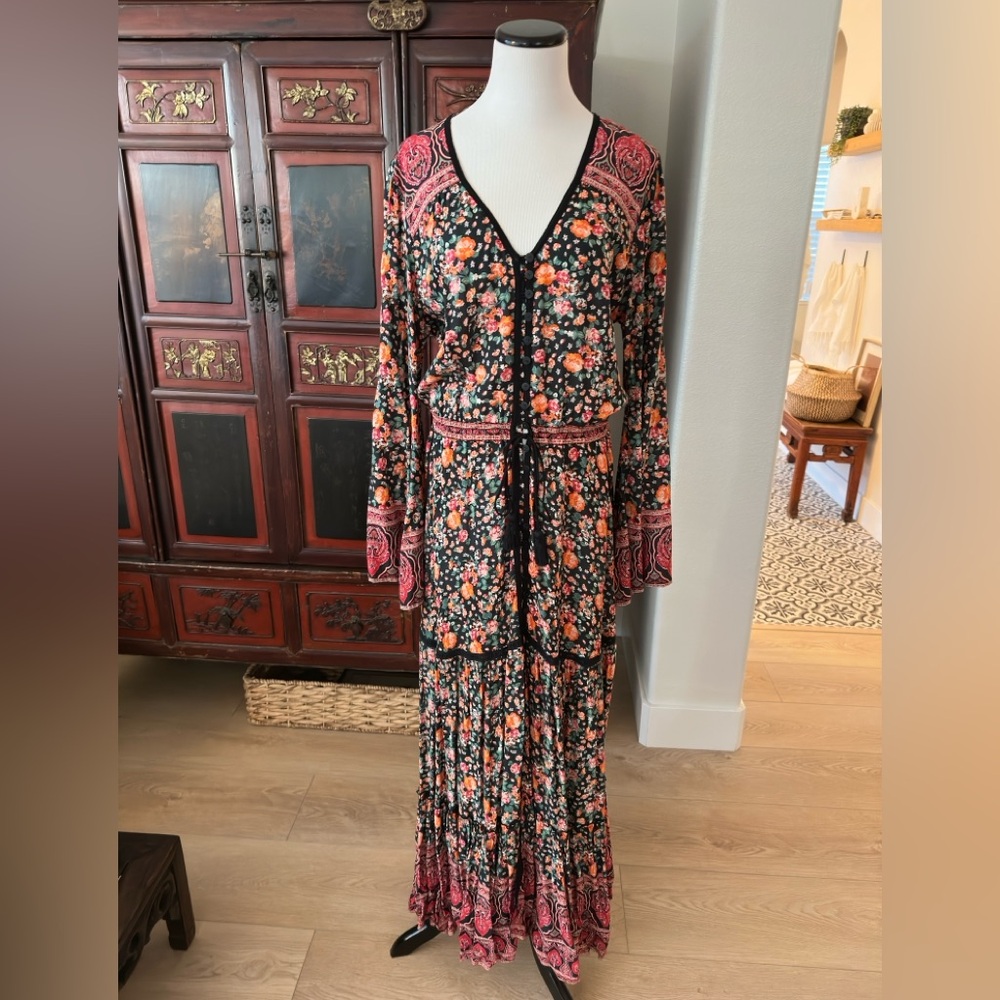 Tulle and Batiste long sleeve Maxi Dress